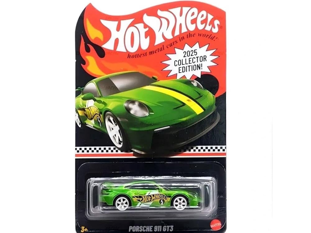 Hot Wheels Porsche 911 GT3 Die-Cast Toy Car, Green, 2025 Collector