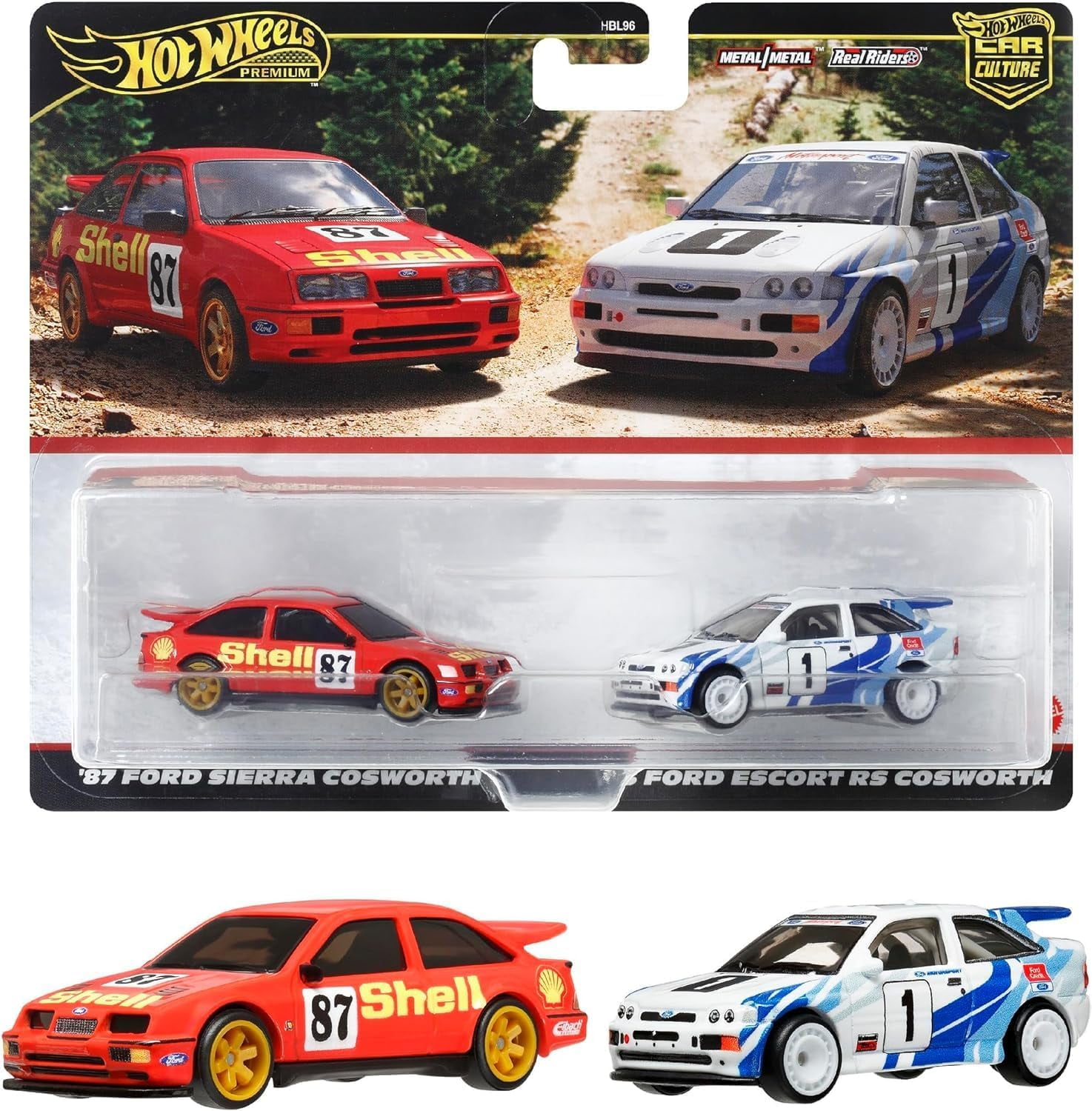 Hot Wheels Premium 2-Pack - '93 Ford Escort RS Cosworth '87 For