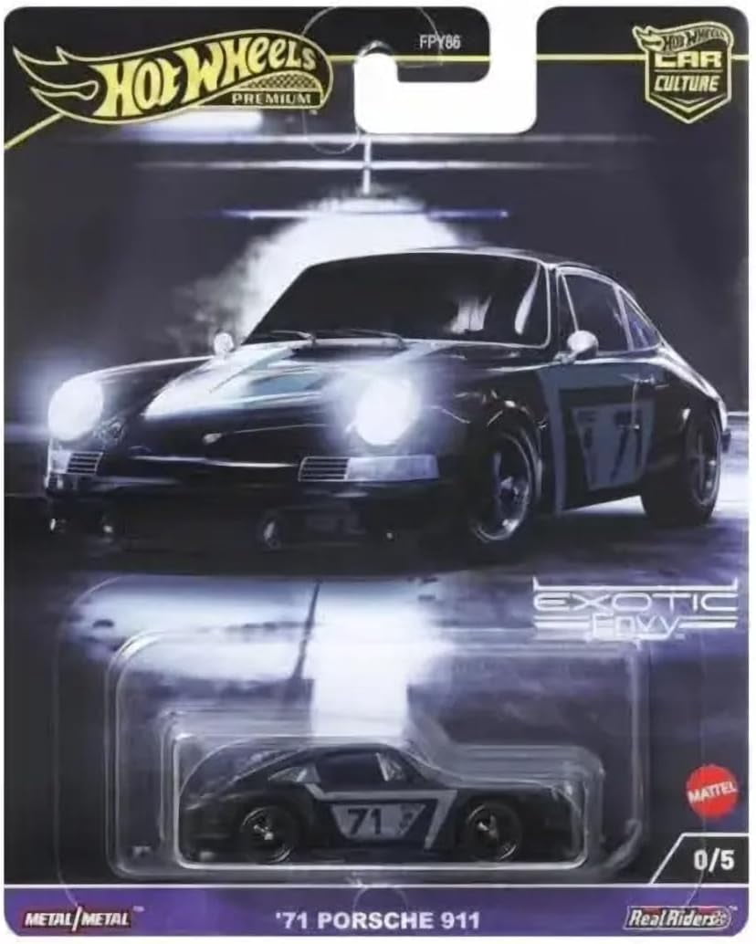 Hot Wheels Premium '71 Porsche 911 Chase Die-Cast Car, Car Culture Exotic Envy, Real Riders, Metal/Metal, 0/5
