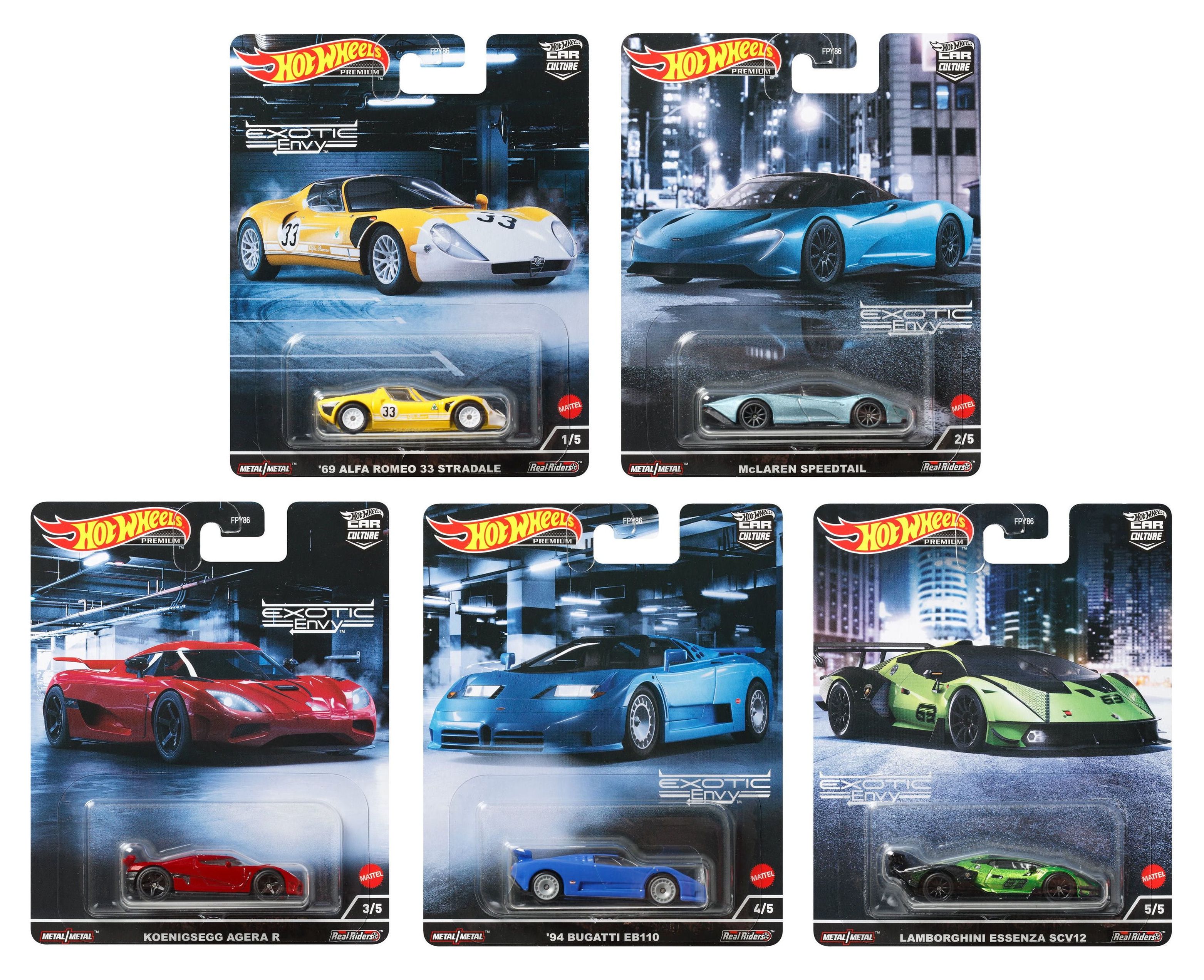 Hot Wheels Premium Car Culture 2022 Exotic Envy Set Of 5 1 64 Scale Hot Wheels Premium Car Culture 2022 Exotic Envy Set Of 5 1 64 Scale