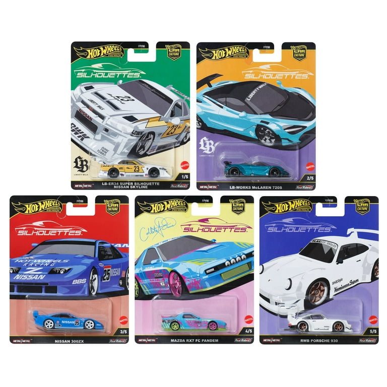 Hot Wheels Premium Car Silhouettes 2025 Set of 5, Skyline, Porsche