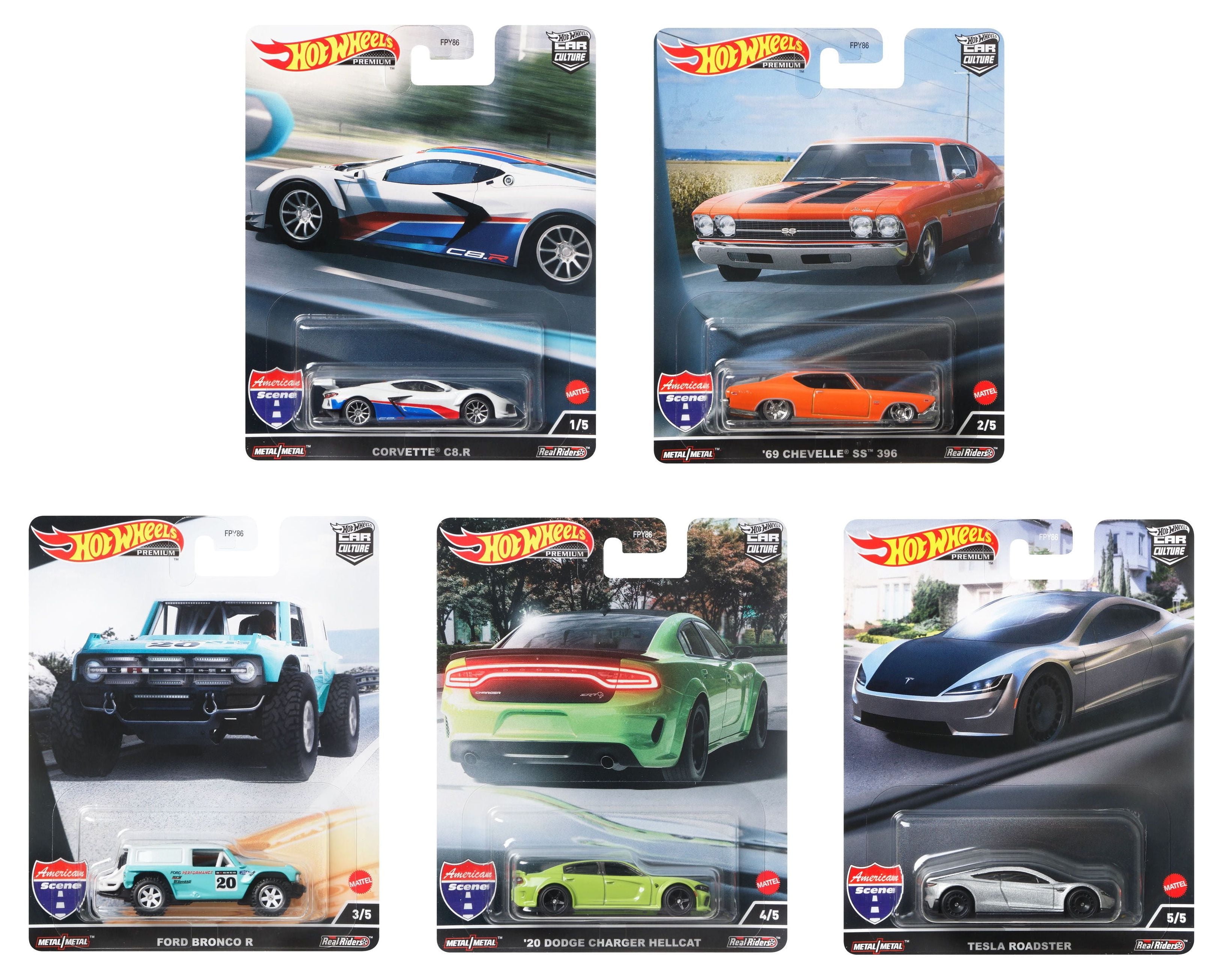 ホットウィール カーカルチャー American Scene 5台セット Hot Wheels Premium Car Culture American Scene 5-Pack, 1:64 Scale