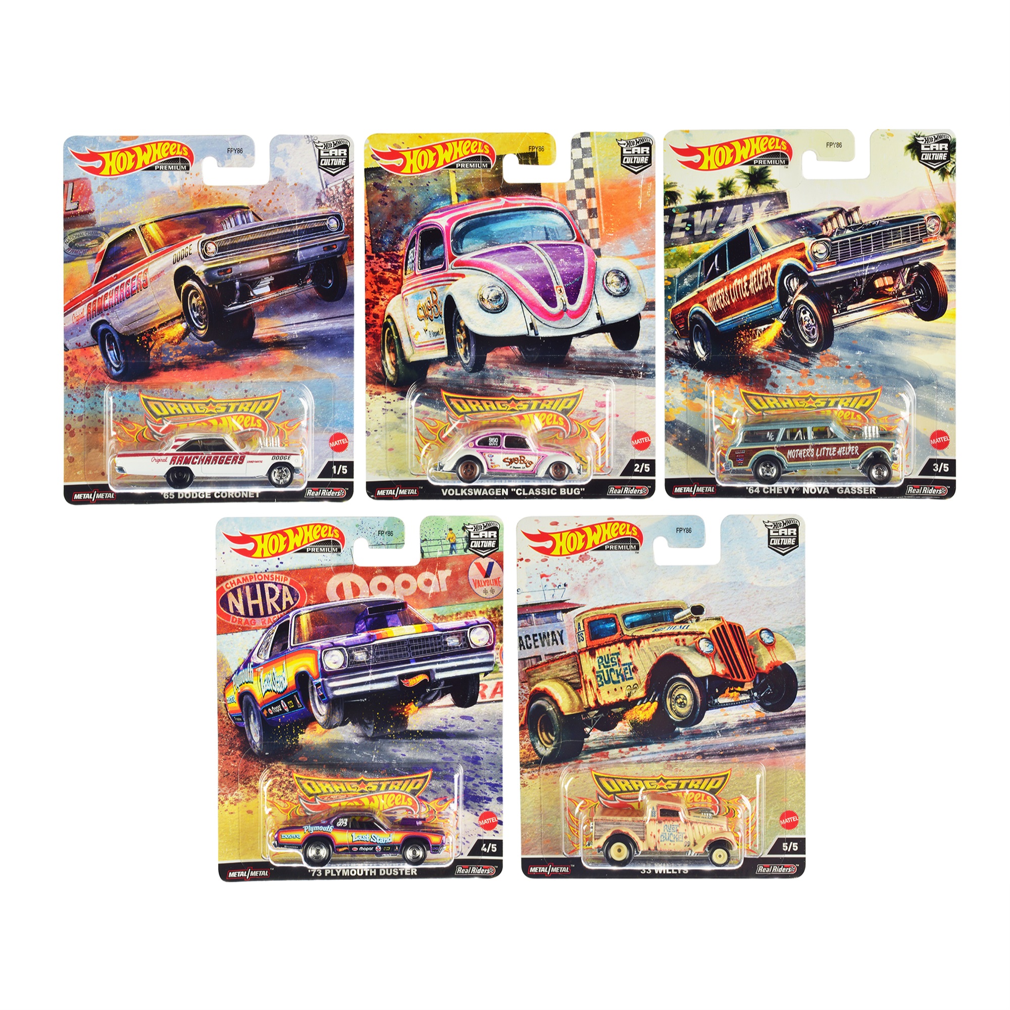 Hot Wheels Premium Car Culture Drag Strip - Set of 5 or Assorted Style - image 1 of 6