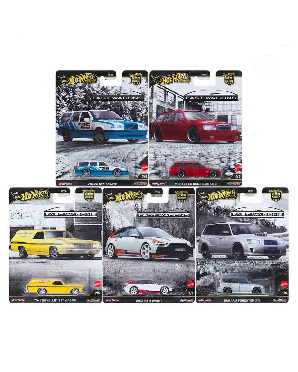 Hot Wheels Car Culture Fast Wagons Bundle of 5 Die-Cast Cars FPY86