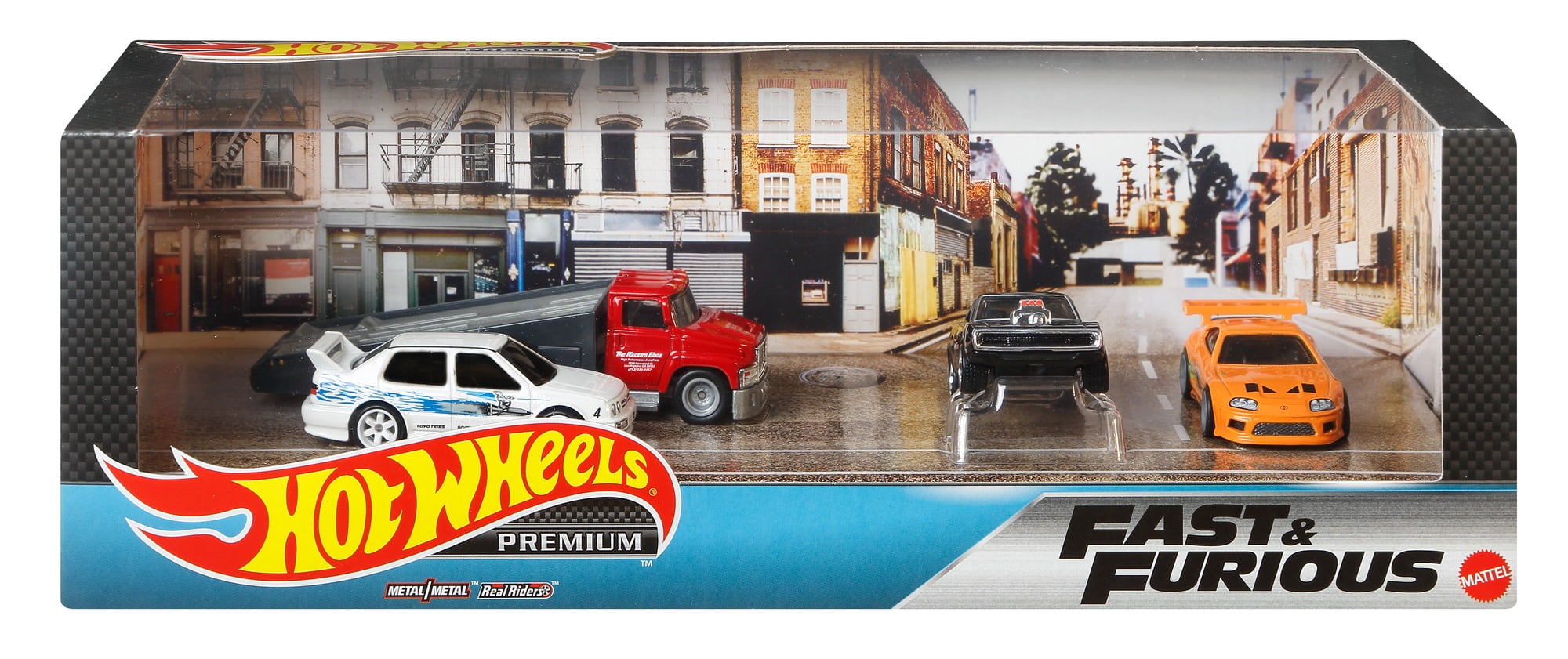 Hot Wheels Premium Collector Display Sets, 3 Cars & 1 Transporter