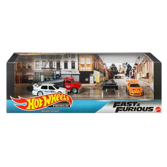 Hot Wheels Premium Collect Display Sets With 3 1:64 Scale Die-Cast Cars & 1 Team Transport Vehicle Collectors Favorites