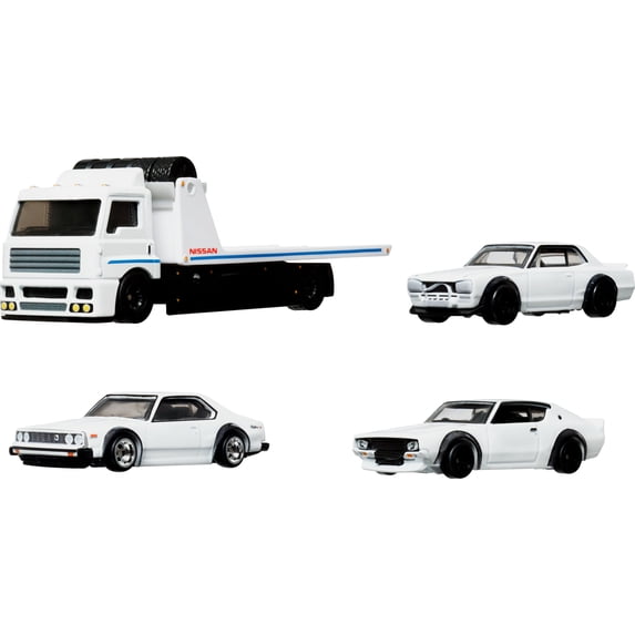 Hot Wheels Premium Collector Display Set, Fleet Street, 3 1:64 Scale Cars & 1 Transporter