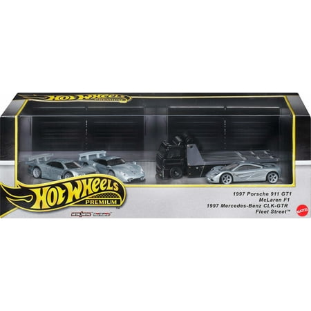Hot Wheels Premium Collector Display Sets, 3 Cars & 1 Transporter
