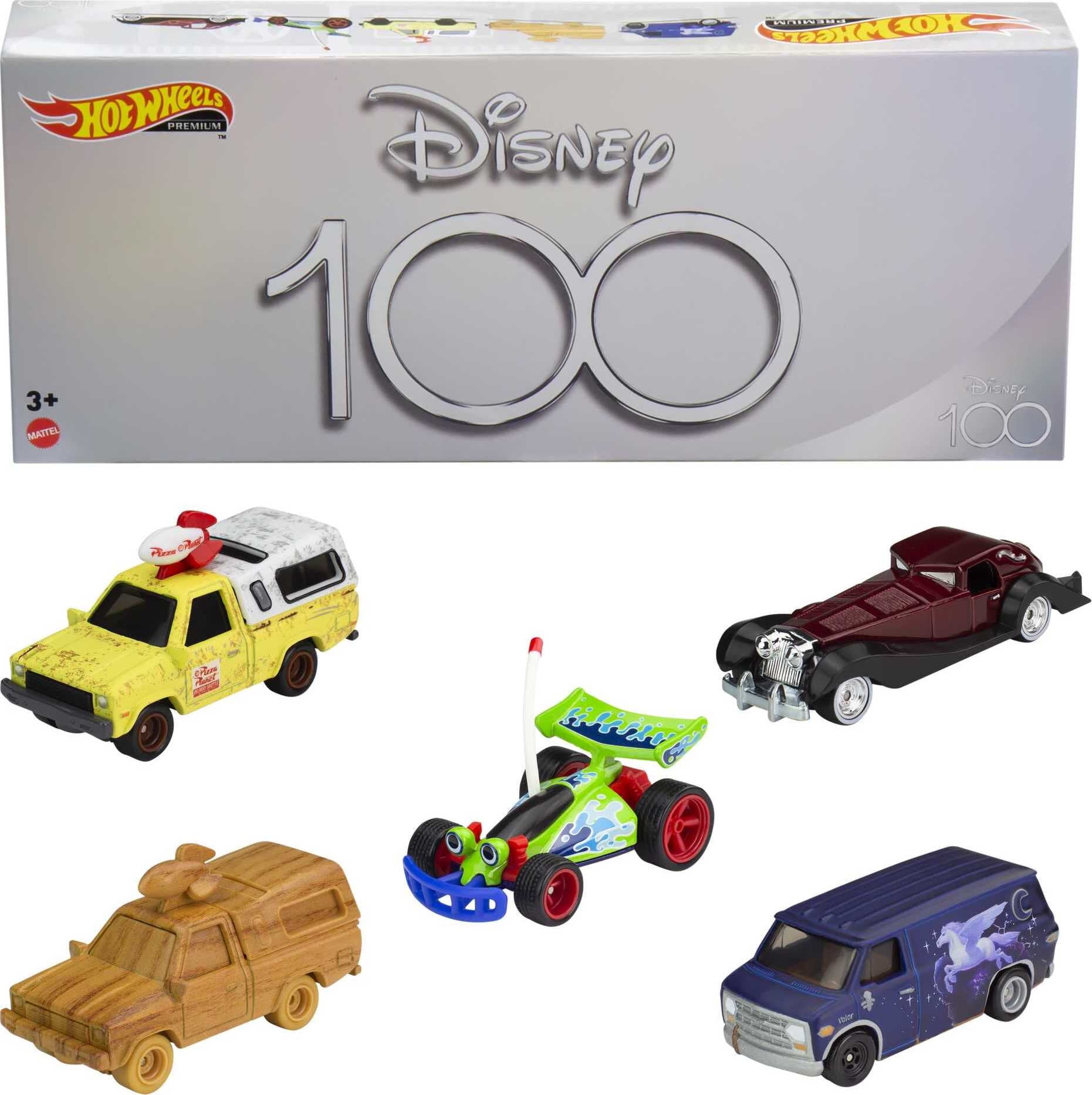 Hot Wheels Premium Disney 100 Bundle, 5 Premium Replica Die-Cast Cars 