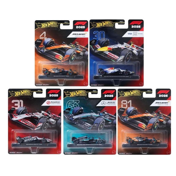 Hot Wheels Premium F1 2025 Die-Cast Cars, Bundle of 5 HRV11-956J