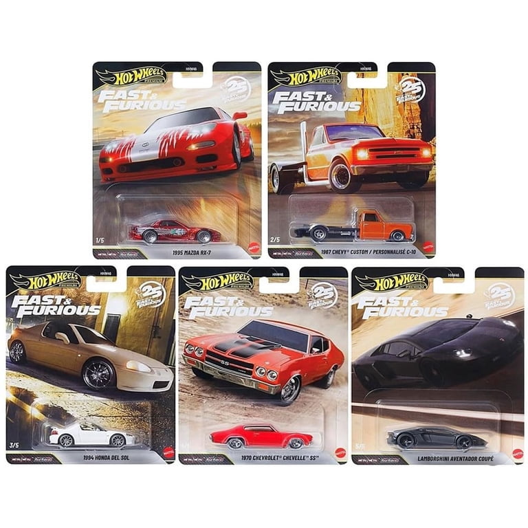 Hot Wheels, Fast and Furious Die-Cast Car Set, 5-Pack, 25th