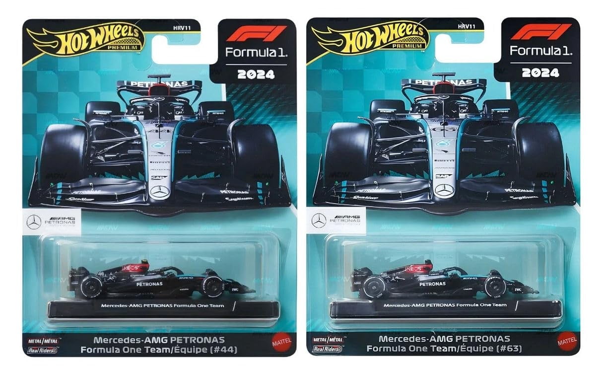 Hot Wheels F1ミニカー 2024年モデル 4台セット Hot Wheels Formula 1 Mercedes-AMG Petronas Die-Cast Car #44 & #63