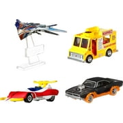 Hot Wheels Premium Ghost Rider Charger, Deadpool Chimichanga Truck, Spider machine GP-7 & Milano Die Cast Car 4-Pack
