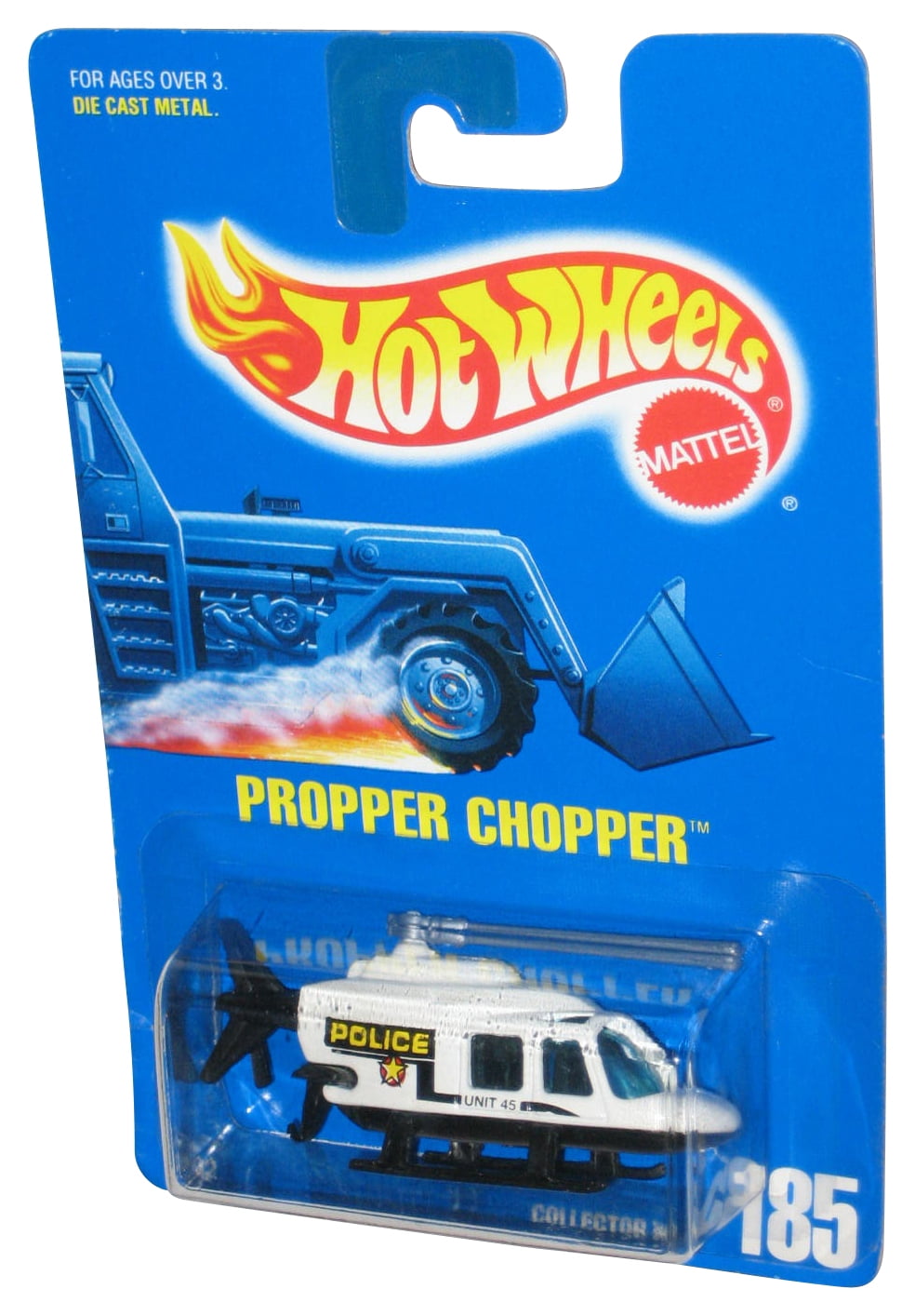 Hot Wheels Propper Chopper 1991 Black White Police Helicopter Toy 185 Walmart