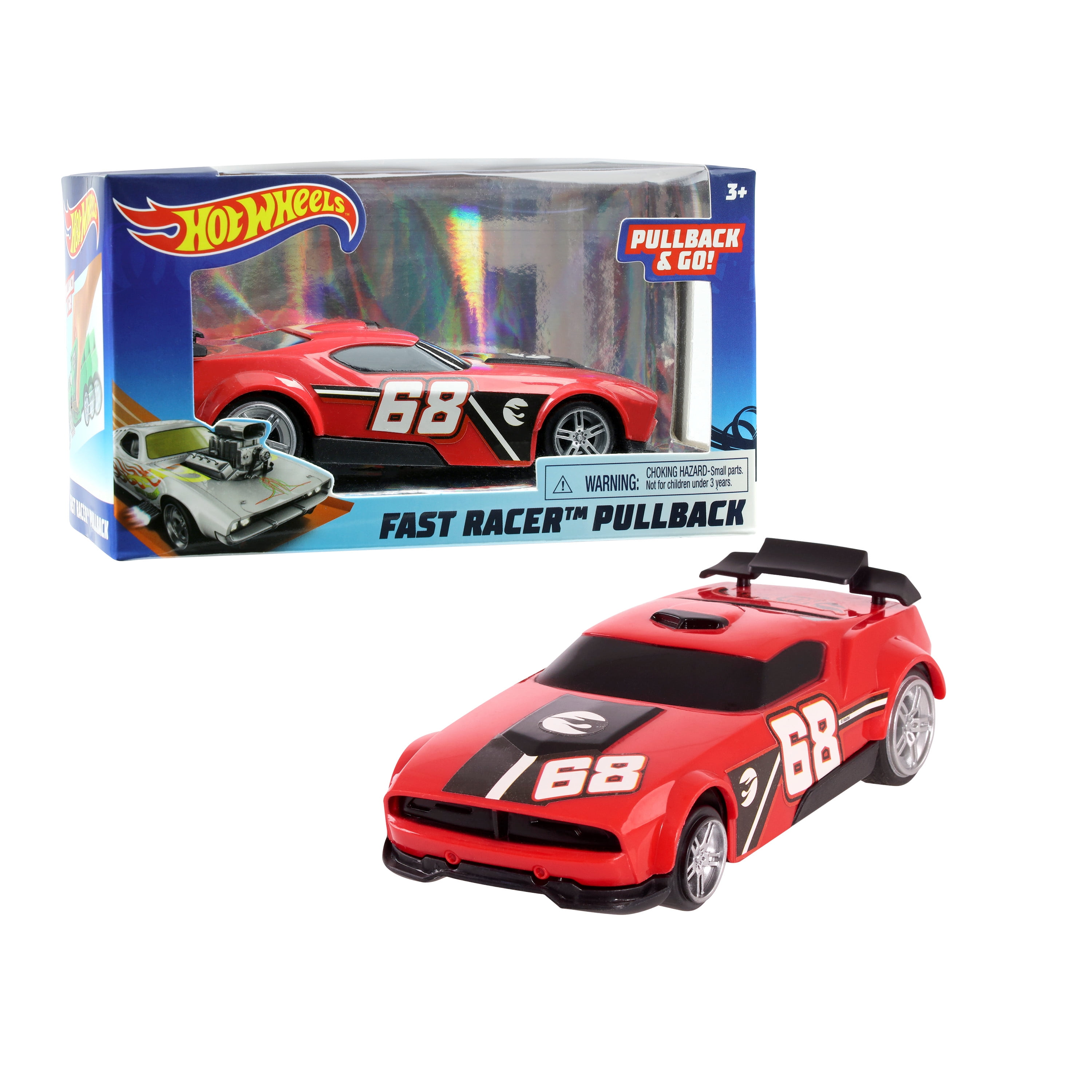 Hot Wheels Pull Back Racers, Red Fast Fish, Kids Toys for Ages 3