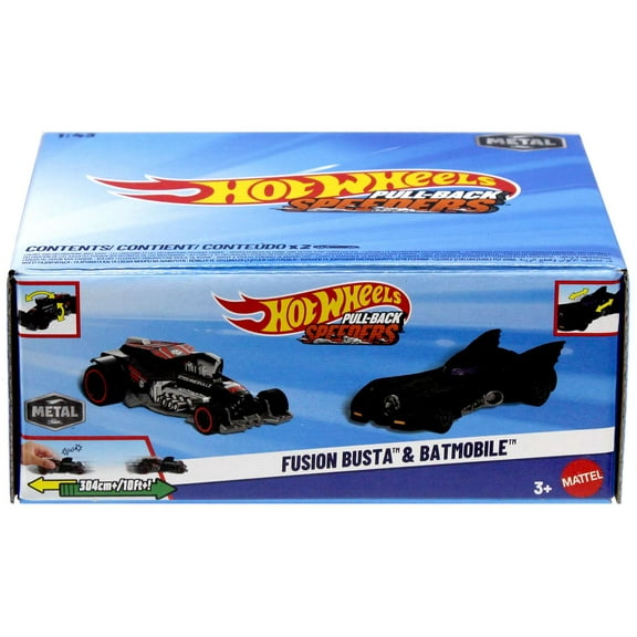 Hot Wheels Pull-Back Speeders Fusion Busta & Batmobile Diecast Pull-Back Car 2-Pack