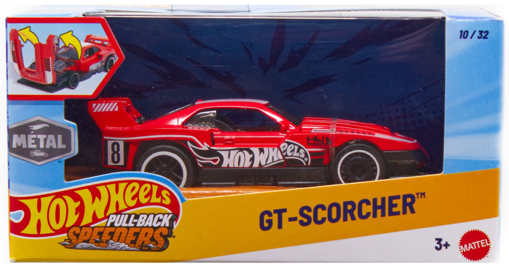 Hot Wheels Pull-Back Speeders GT-Scorcher Diecast Pull-Back Car