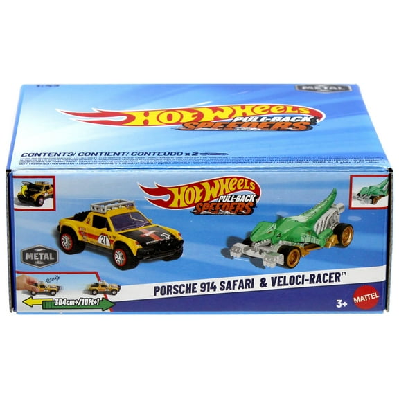 Hot Wheels Pull-Back Speeders Porsche 914 Safari & Veloci-Racer Diecast Pull-Back Car 2-Pack