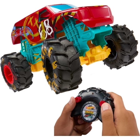 Hot Wheels R/C Monster Trucks 1:15 Scale HW Demo Derby, Remote-Control Toy