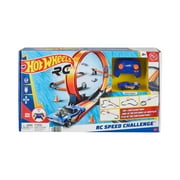 Hot Wheels RC Speed Challenge Track Set & Battery-Powered Remote-Control 164 Scale Toy Car, 30+ Pieces of Track