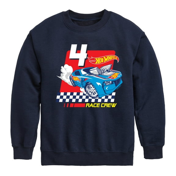 Hot Wheels - Race Crew 4 Years Birthday - Toddler and Youth Crewneck Fleece Sweatshirt