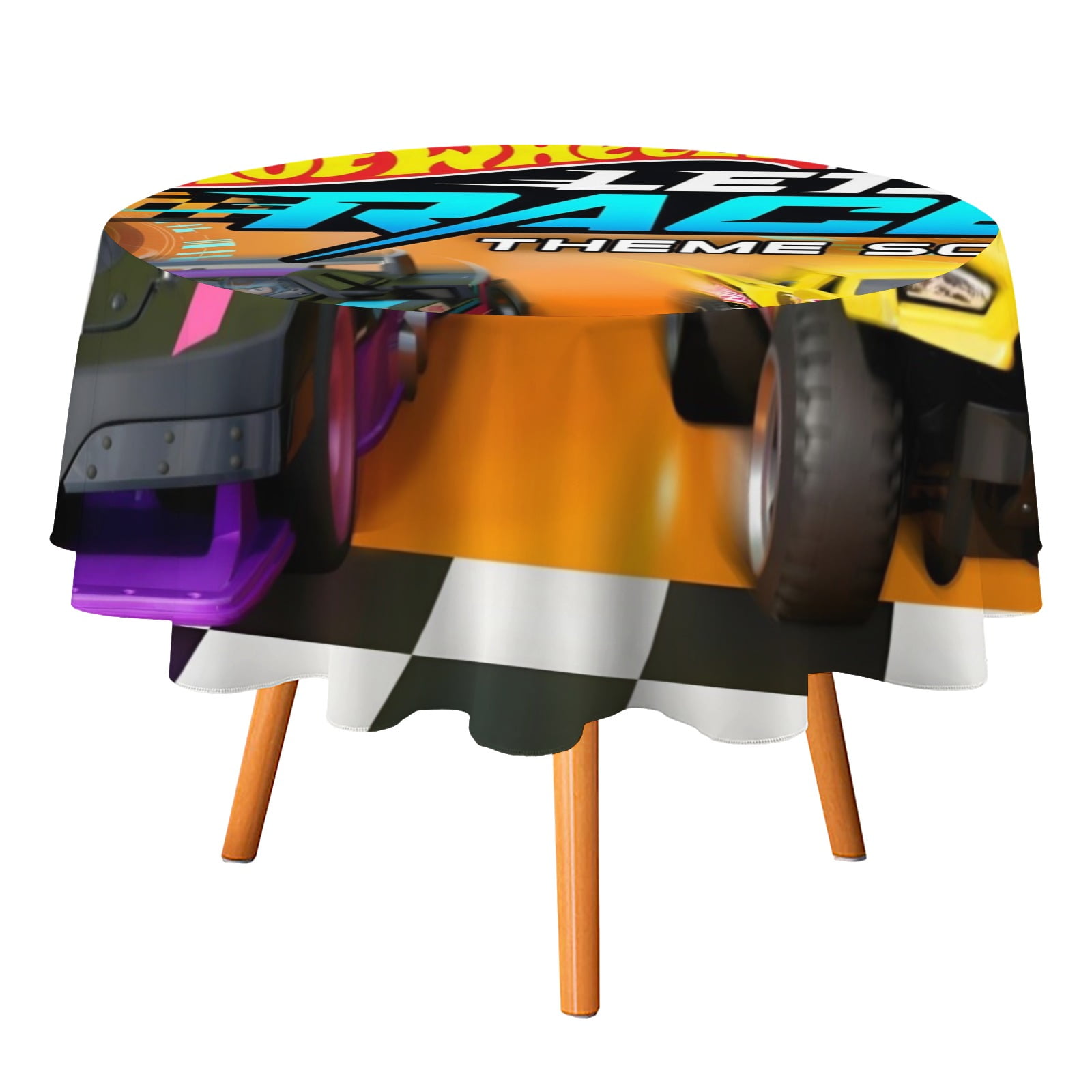 Hot Wheels Let's Race-Theme Round tablecloth has an iconic print, fits most tables, and is easy to care for perfect gifts for fans friends and family.diameter60''(152cm)