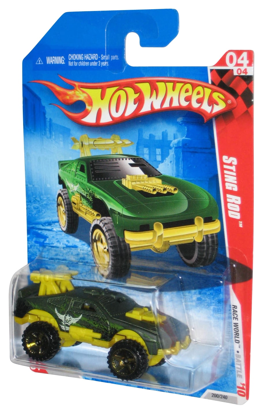 Hot Wheels Race World Battle '10 4/4 (2009) Green Sting Rod Toy
