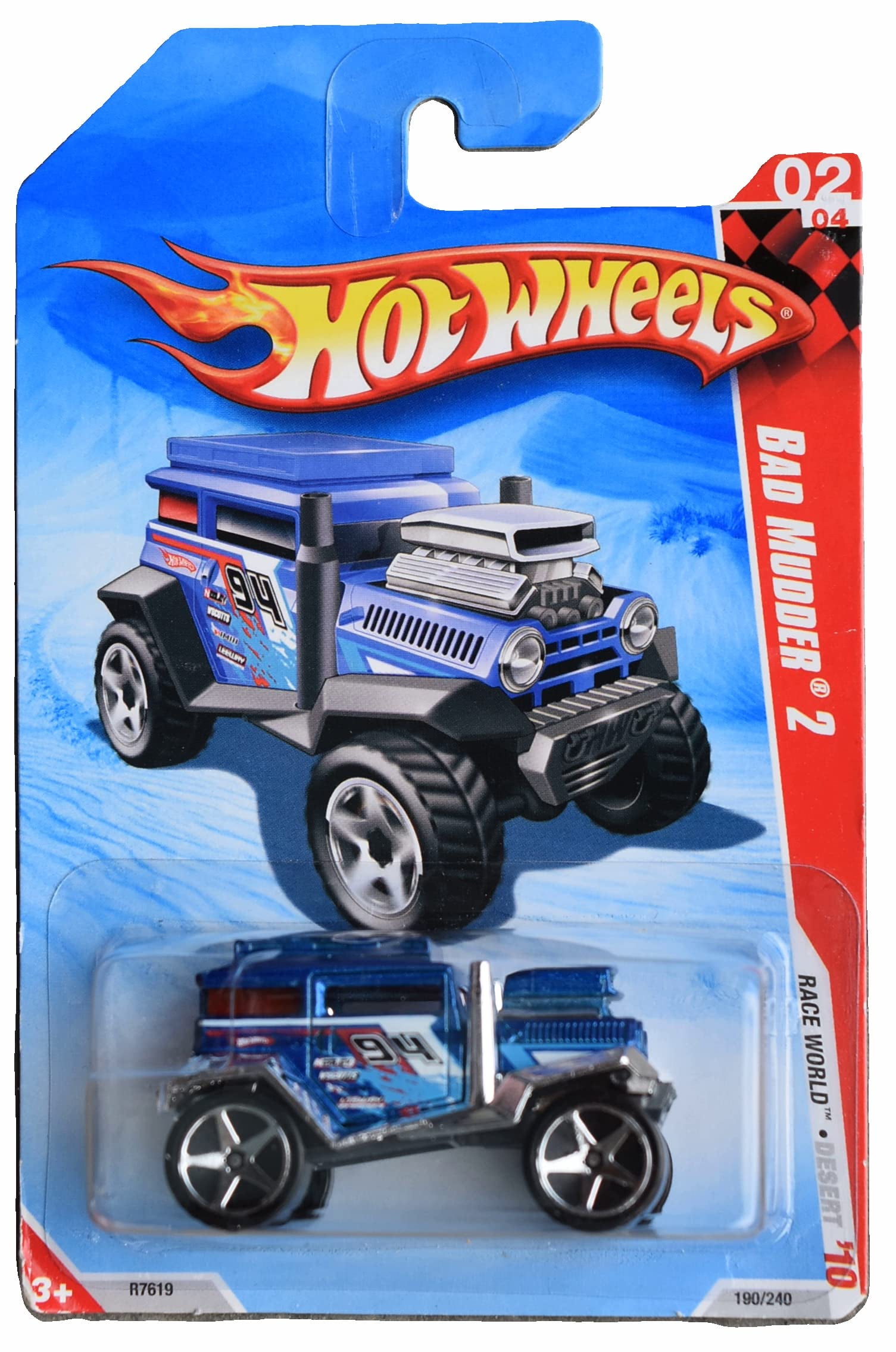 Hot Wheels BAD MUDDER™ 2 ミニカー Hot Wheels Race World Desert '10 Bad Mudder 2 BLUE 02/04