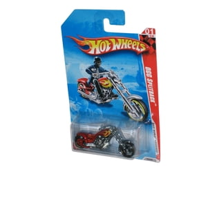 Hot Wheels Race World Highway '10 1/4 (2009) Red OCC Splitback Motorcycle Bike Toy 193/240