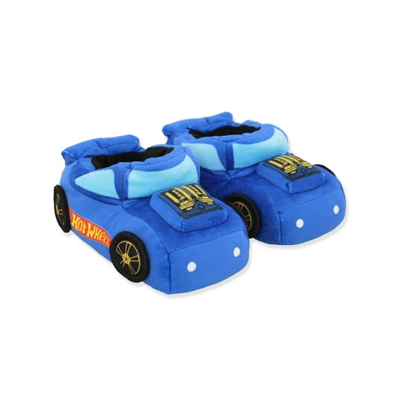 Hot Wheels Racecar Shaped 3D Novelty Toddler and Boys Plush Slippers HWF200Y
