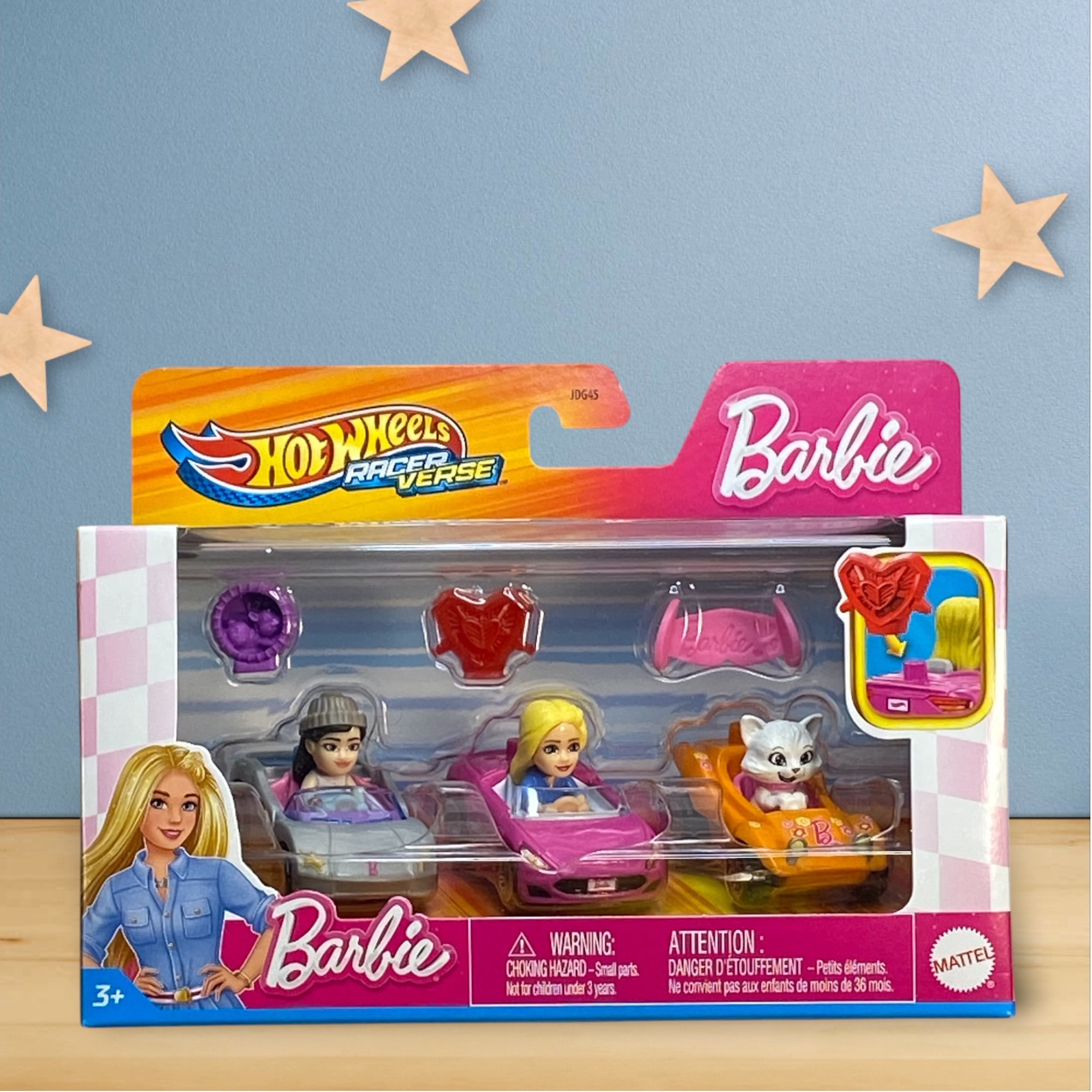 Hot Wheels Racer Verse Barbie 3-Pack- Renee, Malibu Barbie, and Blissa