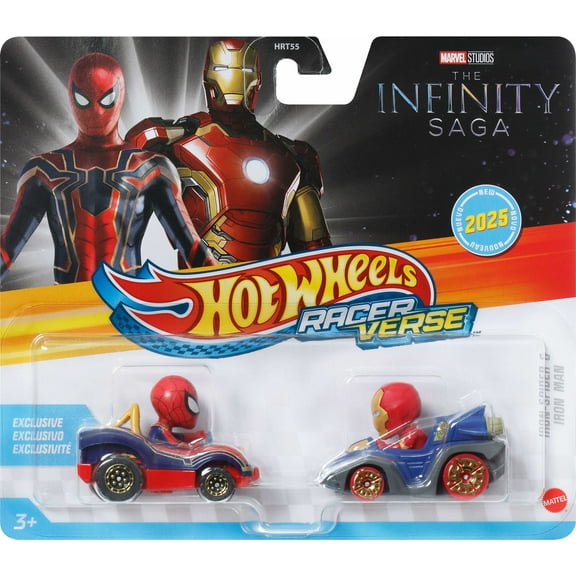 Hot Wheels RacerVerse Die-Cast Cars, Set of 2 Toy Vehicles with Character Drivers Optimized for RacerVerse Track (Styles May Vary)
