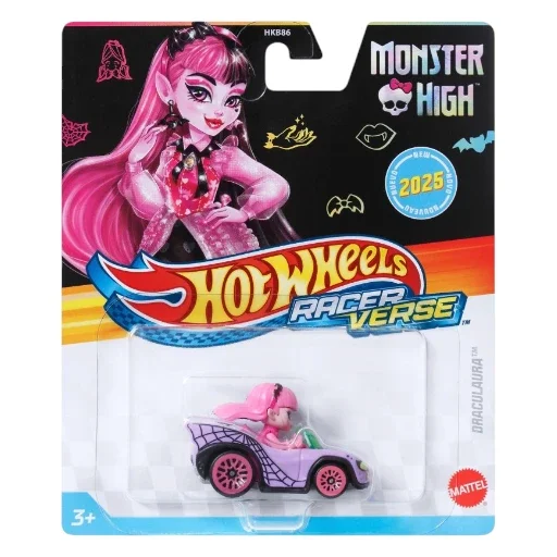Hot Wheels RacerVerse Draculaura Die-Cast Car, 1:64 Scale Vehicle