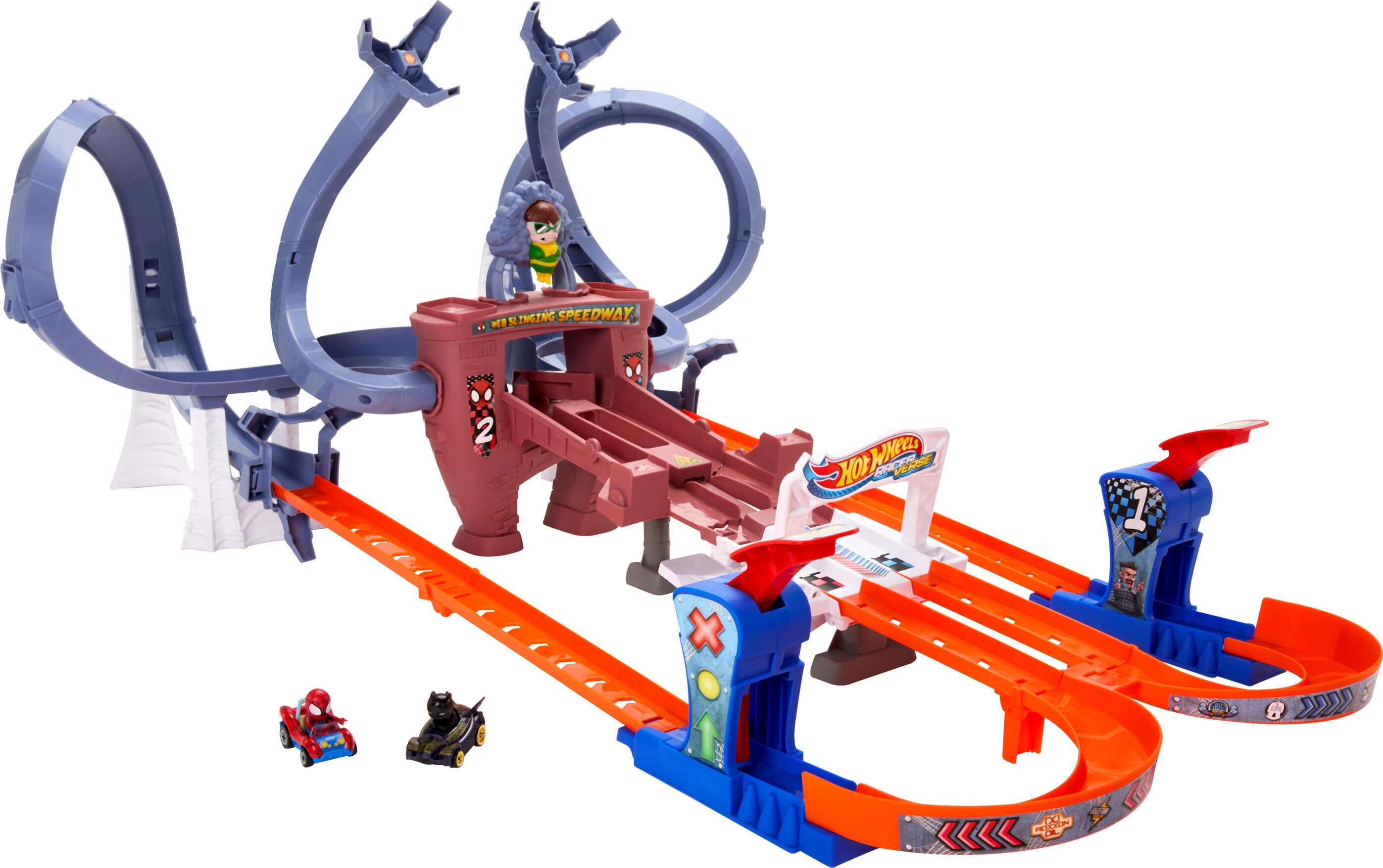 Hot Wheels RacerVerse SpiderMan’s Slinging Speedway Track Set with