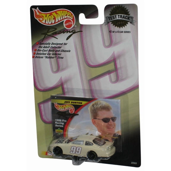 Hot Wheels Racing (1999) Test Track Jeff Burton Cream Toy Car 2/4