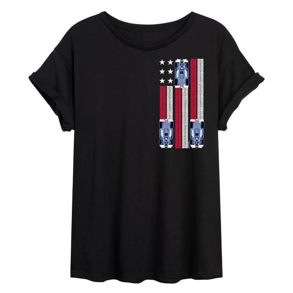 Hot Wheels - Racing Flag - Juniors Oversized Graphic T-Shirt