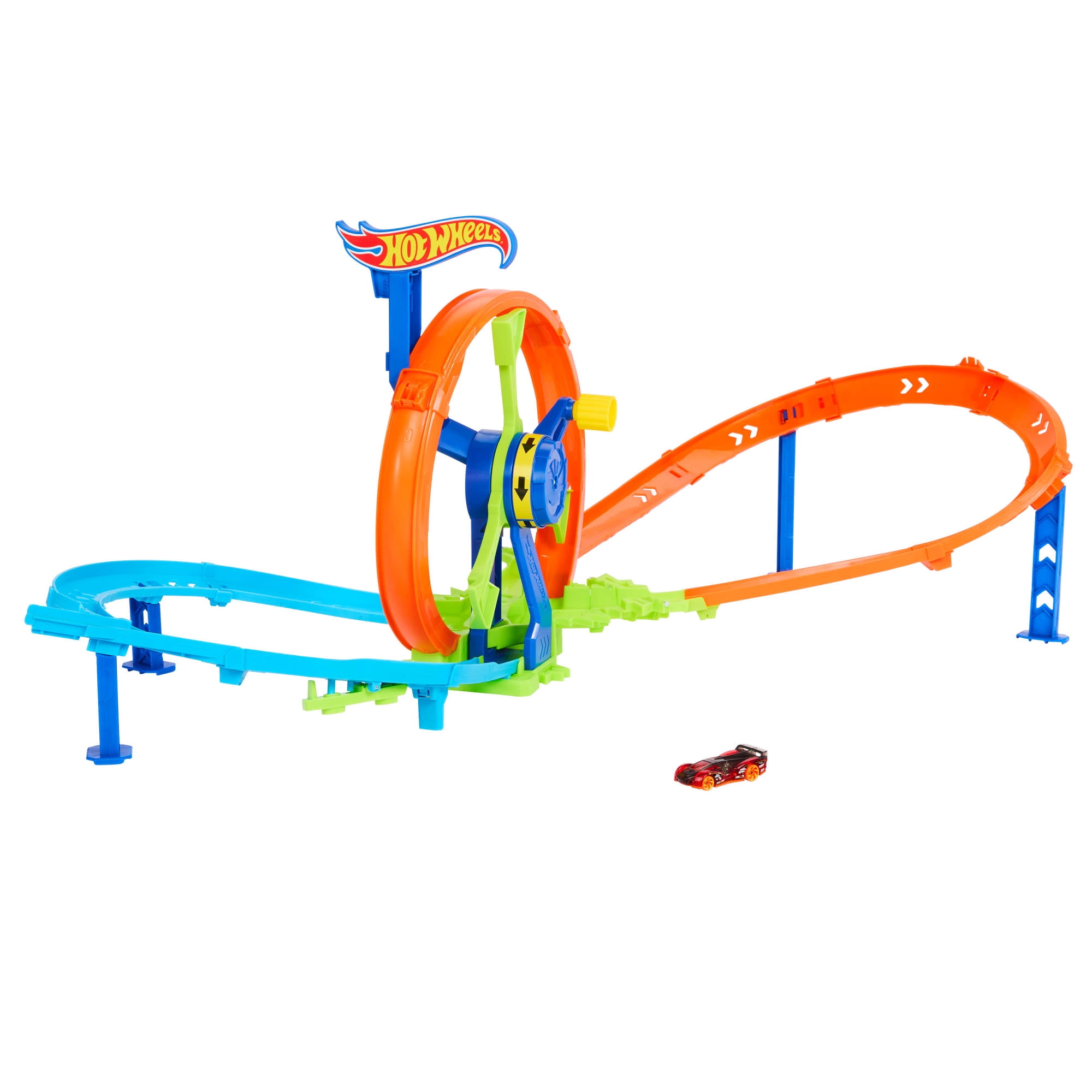 Hot Wheels Rapid Launch & Loop Playset with 1:64 Scale Die-Cast Toy Car, Crash & Track Set