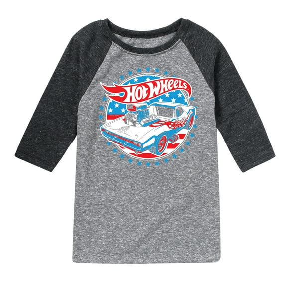 Hot Wheels - Red, White and Blue Car Muscle - Toddler And Youth Raglan Graphic T-Shirt