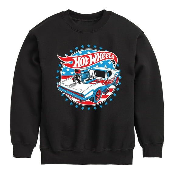 Hot Wheels - Red, White and Blue Muscle Car - Toddler And Youth Crewneck Fleece Sweatshirt