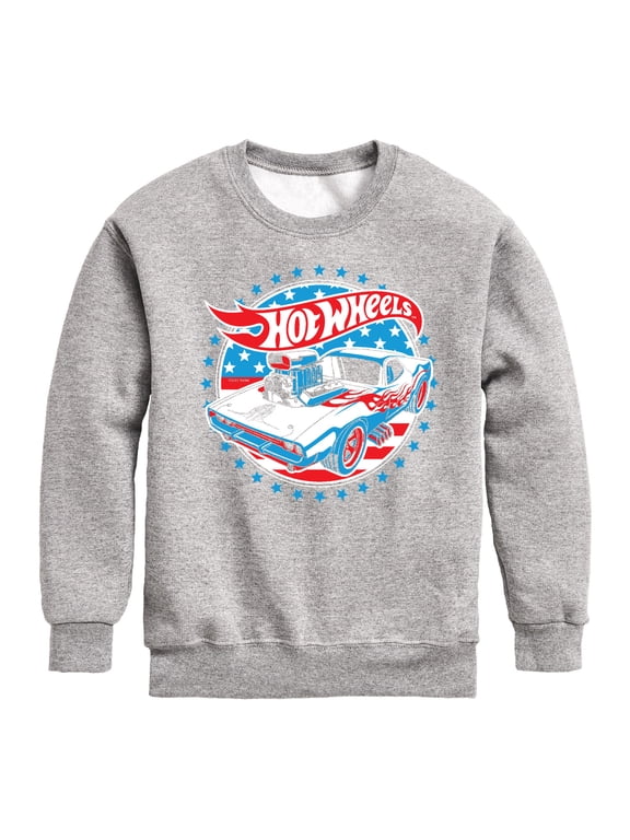 - Red, White and Blue Muscle Car Boys' Graphic Long Sleeve Fleece Sweatshirt
