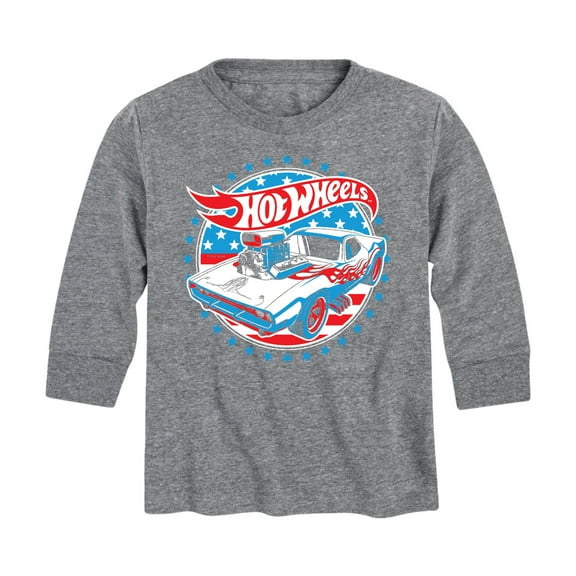 Hot Wheels - Red, White and Blue Muscle Car - Toddler And Youth Long Sleeve Graphic T-Shirt