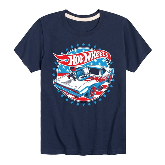 Hot Wheels - Red, White and Blue Muscle Car - Toddler And Youth Short Sleeve Graphic T-Shirt