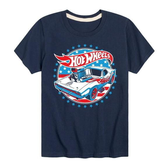 Hot Wheels - Red, White and Blue Muscle Car - Toddler And Youth Short Sleeve Graphic T-Shirt