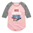 thumbnail image 1 of Hot Wheels - Red, White, and Racing  - Toddler And Youth Girls Raglan Graphic T-Shirt, 1 of 4