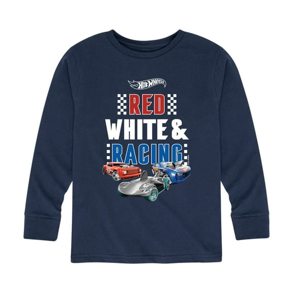Hot Wheels - Red, White, and Racing  - Toddler And Youth Long Sleeve Graphic T-Shirt