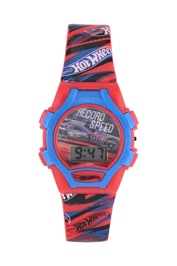 Hot Wheels Red Printed Silicone Strap Watch; HTW4013WM