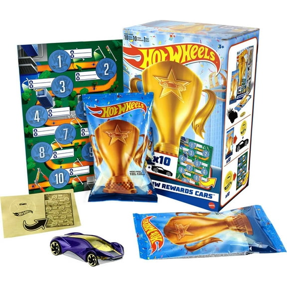 Hot Wheels Rewards Cars, 10-Pack 1:64 Scale Toy Cars in Individual Bags (Styles May Vary)