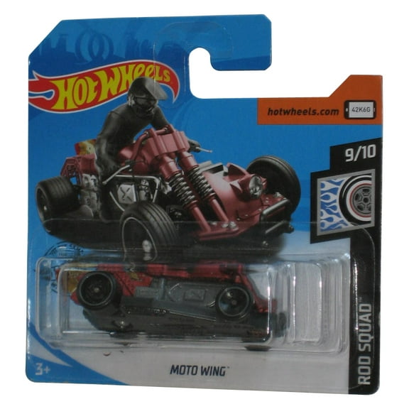 Hot Wheels Rod Squad 9/10 (2017) Maroon Red Moto Wing Toy Car 96/250 - (Short Card)
