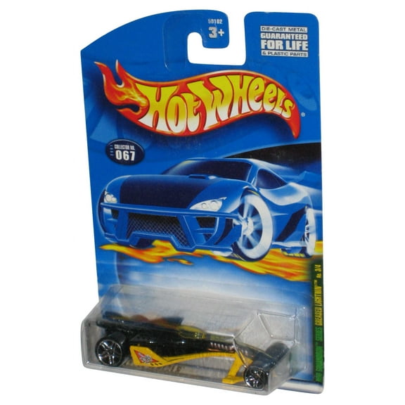 Hot Wheels Rod Squadron Greased Lightnin' 3/4 (2001) Black & Yellow Toy Car #067