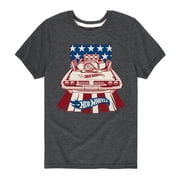Hot Wheels - Rodger Dodger American Flag with Logo Boys Short Sleeve Graphic T-Shirt